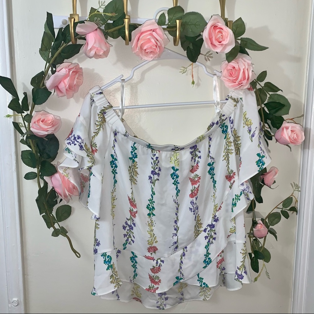 BCBG Max Azria Off Shoulder Floral Top